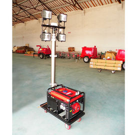 2000W portable gasoline generator mobile light tower/ 4x500W halogen lamps/4.2m pneumatic telescopic mast