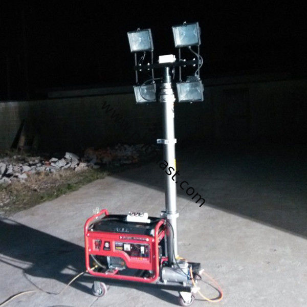 portable mobile light tower, 4.2m pneumatic lighting mast, 2000W lamps, gasoline generator