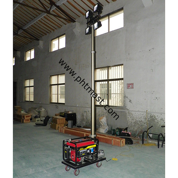 portable gasoline generator mobile light tower 2000W lamps/4.2m pneumatic telescopic mast/3KW generator