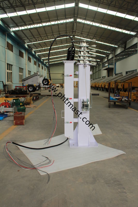 8m manual winch telescopic mast/steel telescopic mast/ lighting telescopic mast/manual mast/winch telescopic mast