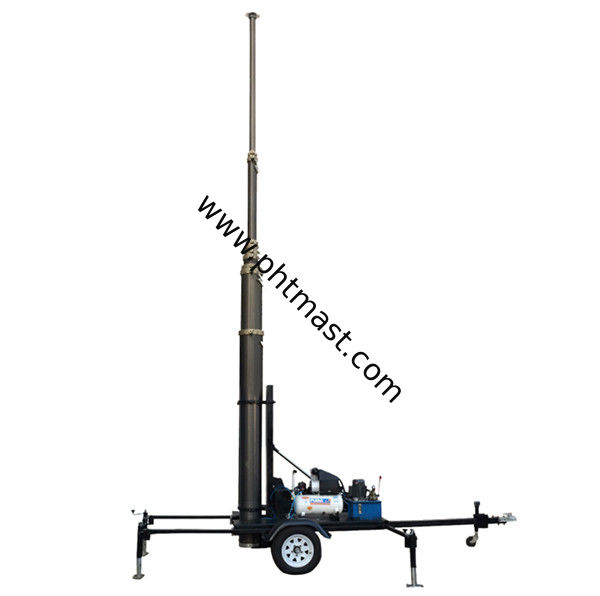 21m trailer mast tower system/pneumatic telescopic mast/ mobile trailer system/ telecommunication tower mast