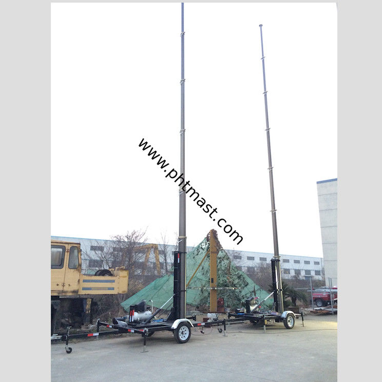 18m trailer mast tower system/pneumatic telescopic mast/ mobile trailer system/ telecommunication tower mast