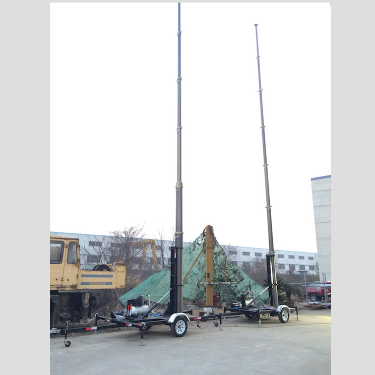 18m trailer mast tower system/pneumatic telescopic mast/ mobile trailer system/ telecommunication tower mast